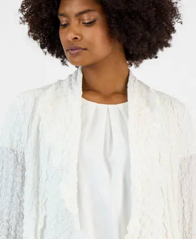 Kasper Women's Collared Open-front Jacket In White