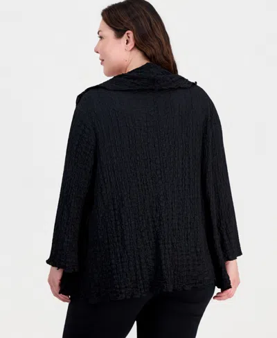 Kasper Plus Size Textured Open-front Jacket In Black