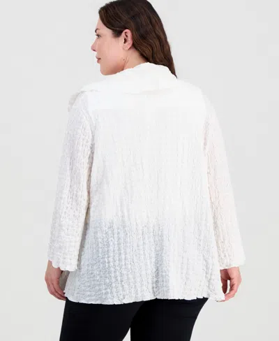 Kasper Plus Size Textured Open-front Jacket In White