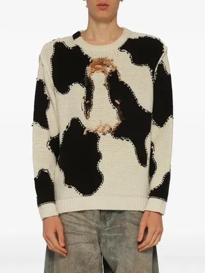 Doublet Acting Cow Knit Pullover In Multi