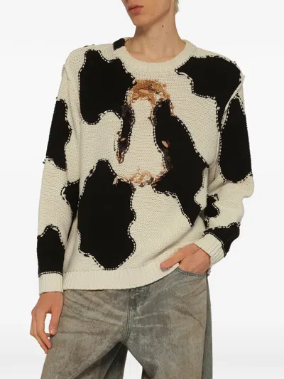 Doublet Acting Cow Knit Pullover In Multi