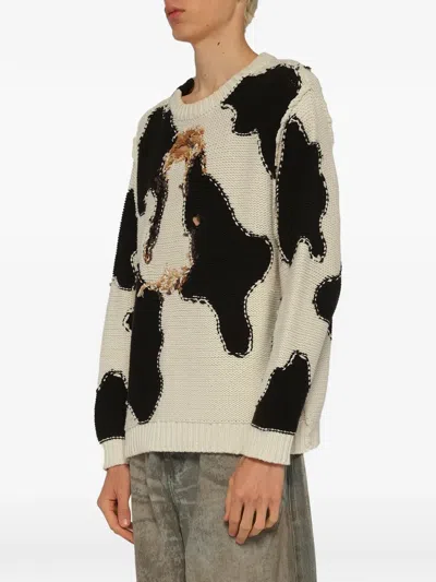 Doublet Acting Cow Knit Pullover In Multi