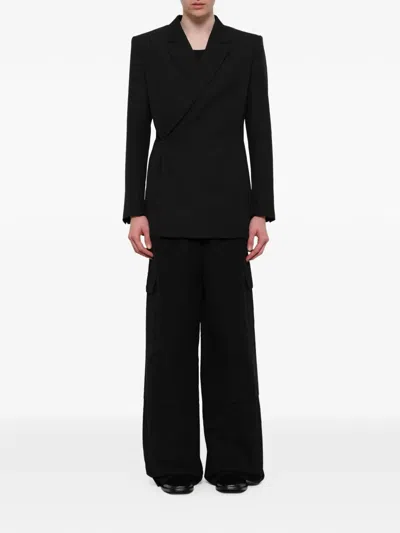 Egonlab Egonic Wool Double-breasted Suit Jacket In Black
