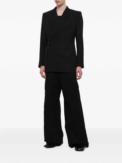 Egonlab Egonic Wool Double-breasted Suit Jacket In Black