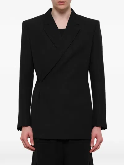 Egonlab Egonic Wool Double-breasted Suit Jacket In Black