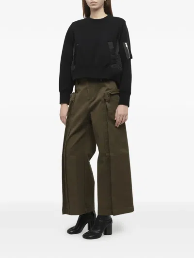 Sacai Sponge Sweat X Nylon Twill Pullover In Black