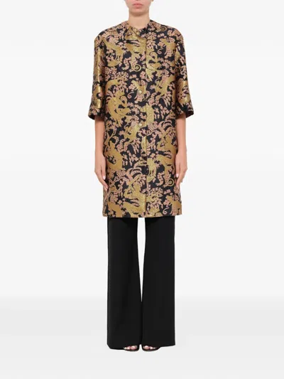 Lanvin Jacquard-patterned Button-front Coat In Multi