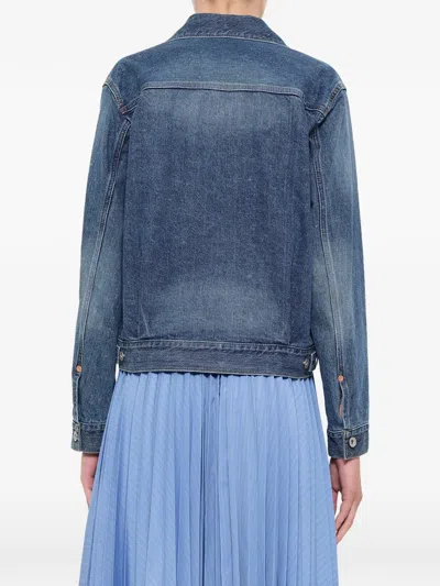 Sacai Double-breasted Denim Jacket In Blue