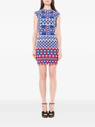 Alexander Mcqueen Check-pattern Dress In Blue