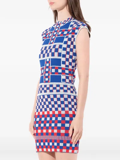 Alexander Mcqueen Check-pattern Dress In Blue