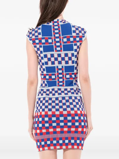 Alexander Mcqueen Check-pattern Dress In Blue