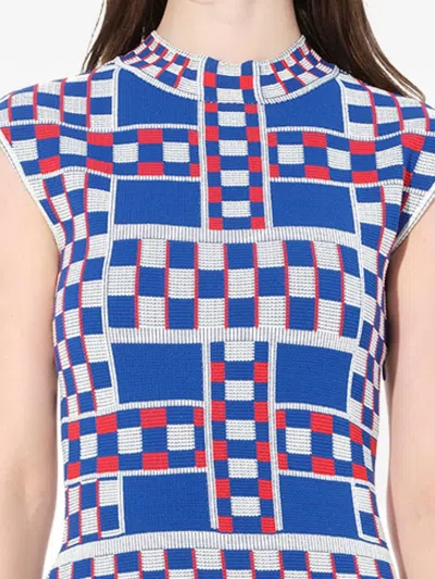 Alexander Mcqueen Check-pattern Dress In Blue