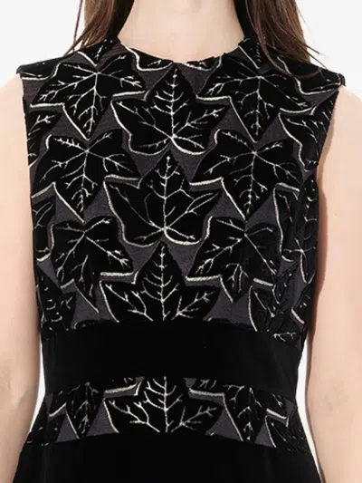 Alexander Mcqueen Leaf-patterned Mini Dress In Black