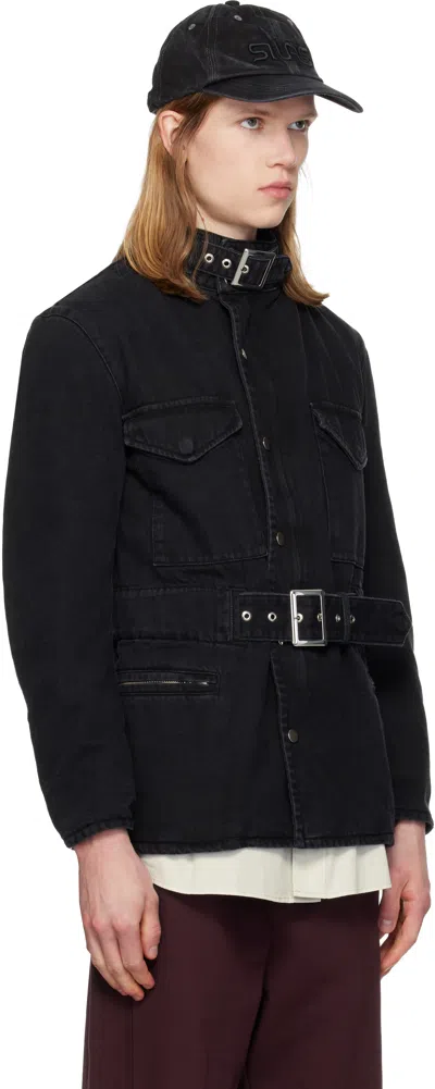 Silas Black Washed Cotton Drill M65 Jacket In Black