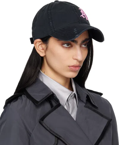 Aaron Esh Black 'ae' Cap In Black