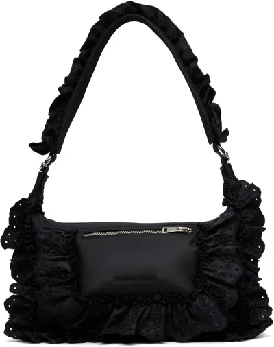 Simone Rocha Pillowcase Broderie Anglaise-trimmed Shell Shoulder Bag In Black