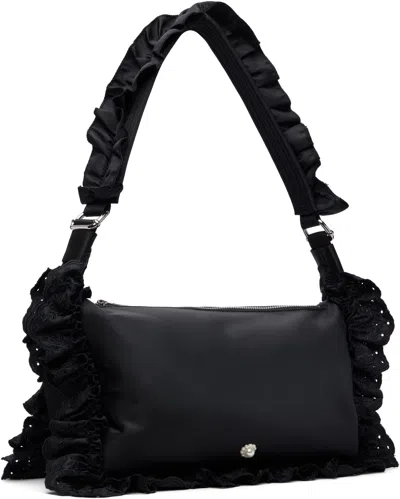 Simone Rocha Pillowcase Broderie Anglaise-trimmed Shell Shoulder Bag In Black