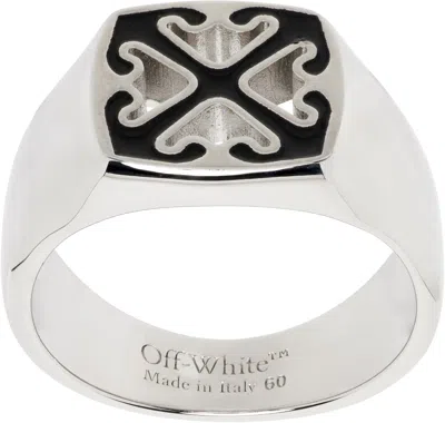 Off-white Arrow-motif Brass Ring In Metallic