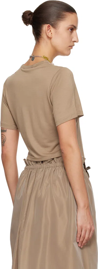 Simone Rocha Tan Bow Tail Easy T-shirt In Brown