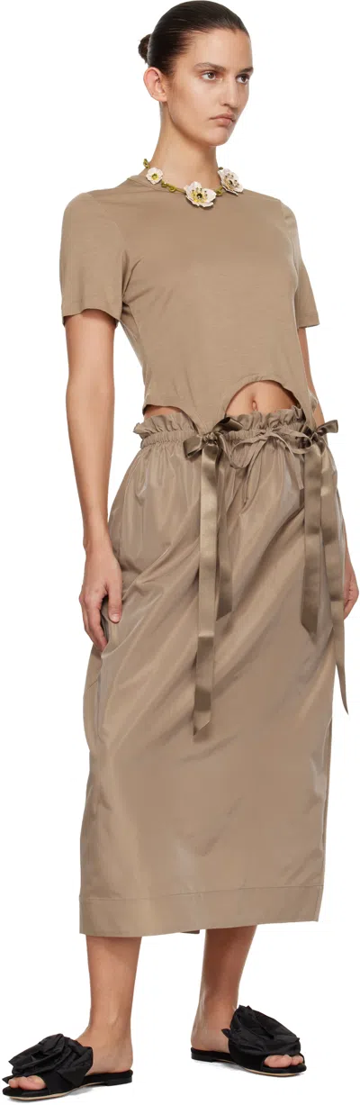 Simone Rocha Tan Bow Tail Easy T-shirt In Brown