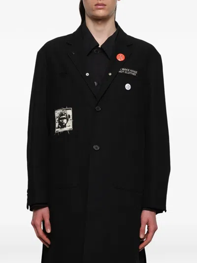 Undercover Embroidered Patch Coat In Black
