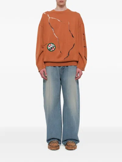 Doublet Cracked-egg-design Sweater In Orange