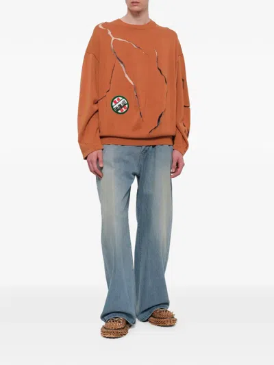Doublet Cracked-egg-design Sweater In Orange