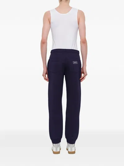 Kenzo Logo-patch Drawstring Track Pants In Blue