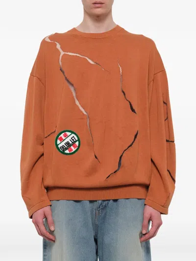 Doublet Cracked-egg-design Sweater In Orange