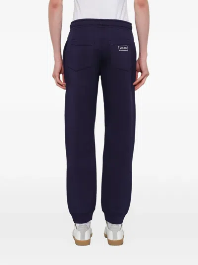 Kenzo Logo-patch Drawstring Track Pants In Blue