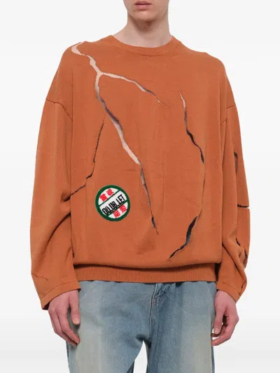 Doublet Cracked-egg-design Sweater In Orange