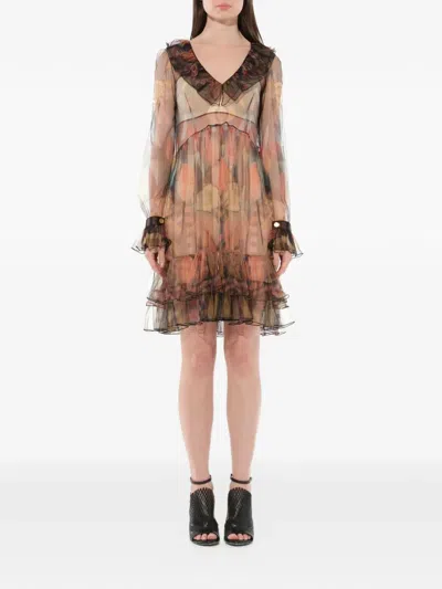 Givenchy Ruffled Sheer Dress In Multi