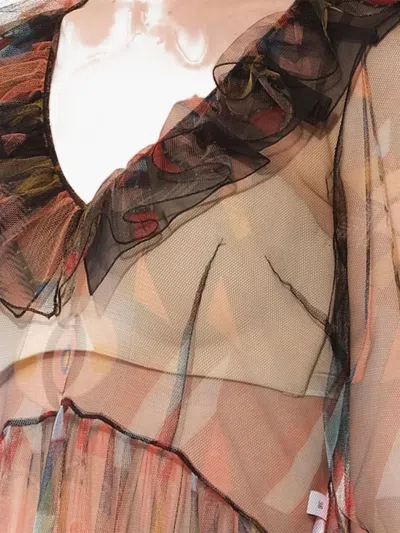 Givenchy Ruffled Sheer Dress In Multi