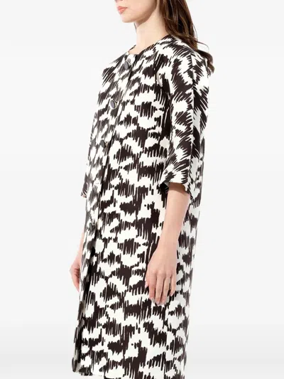 Balenciaga Abstract-pattern Button-up Coat In Black