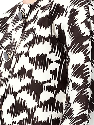 Balenciaga Abstract-pattern Button-up Coat In Black