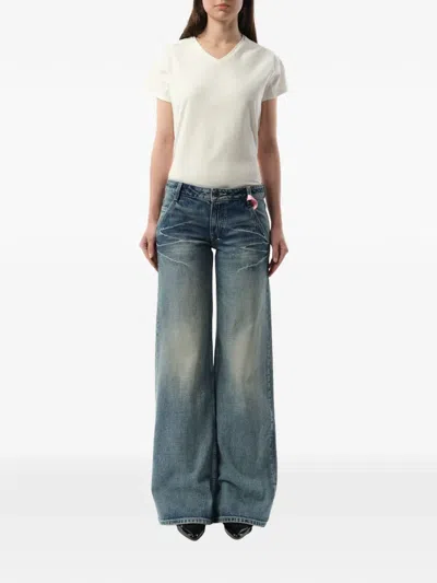 Fax Copy Express 888 Low-rise Oversized Jeans In Blue