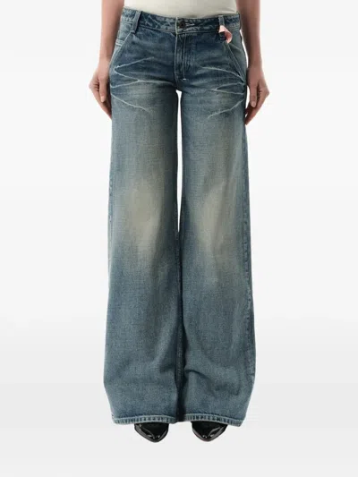 Fax Copy Express 888 Low-rise Oversized Jeans In Blue