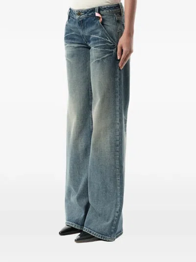 Fax Copy Express 888 Low-rise Oversized Jeans In Blue