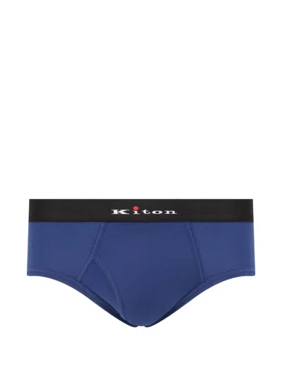 Kiton Logo-waistband Briefs In Blue