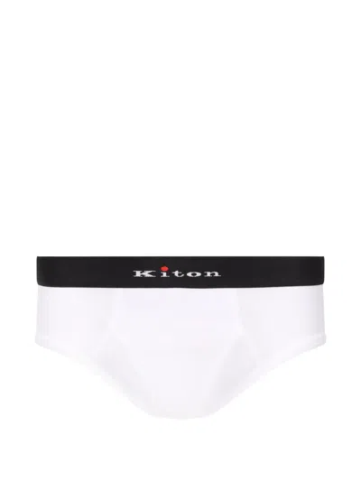 Kiton Logo-waistband Briefs In White
