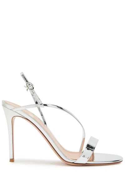 Gianvito Rossi Silver Solid Open Round Toe Heels In Silver