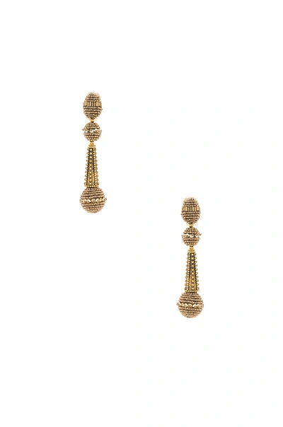 Shop Oscar De La Renta Beaded Drop Earring In Metallics. In Gold