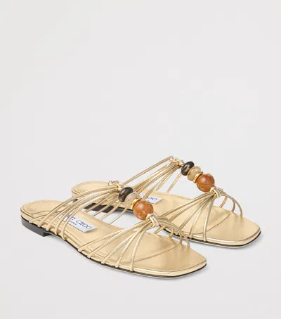 Jimmy Choo Lova Bead-embellished Sandals In Gold