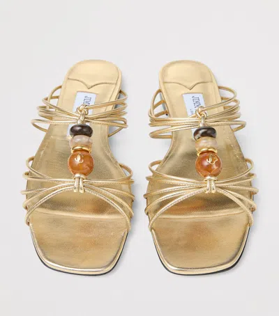 Jimmy Choo Lova Bead-embellished Sandals In Gold