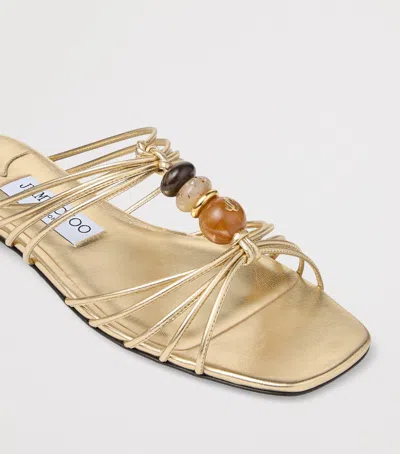 Jimmy Choo Lova Bead-embellished Sandals In Gold