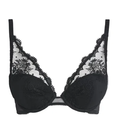 Simone Perele Lace Intrigue Plunge Push-up Bra In Black