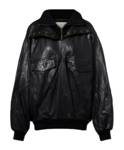 Isabel Marant Dorry Oversized Leather Jacket In Black
