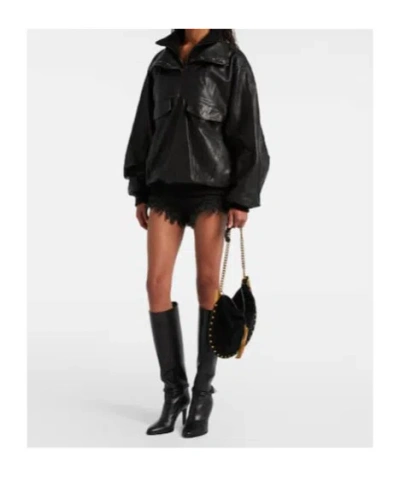Isabel Marant Dorry Oversized Leather Jacket In Black