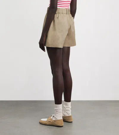 Maje Cotton-blend Belted Shorts In Brown