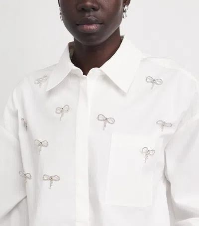 Maje Womens White Cropped Jewel-embellished Cotton Shirt